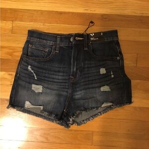 Express NWT Shortie Super High Rise Distressed Denim Shorts